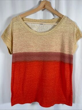 GAP Short Sleeve Colorblock Tee - Red, Cream, Brown